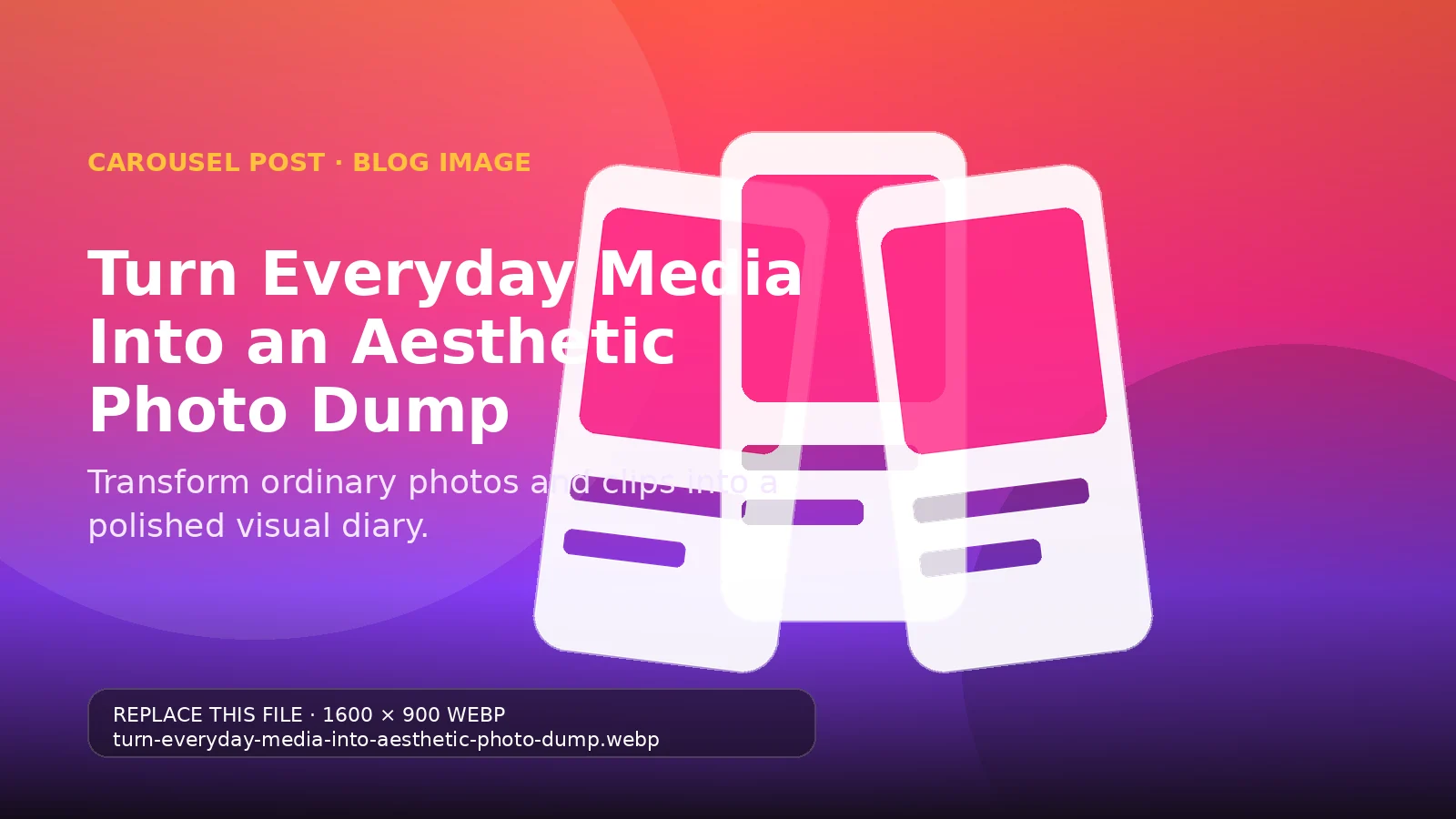 Aesthetic photo dump layout with photos, video clips, stickers, and scrapbook elements