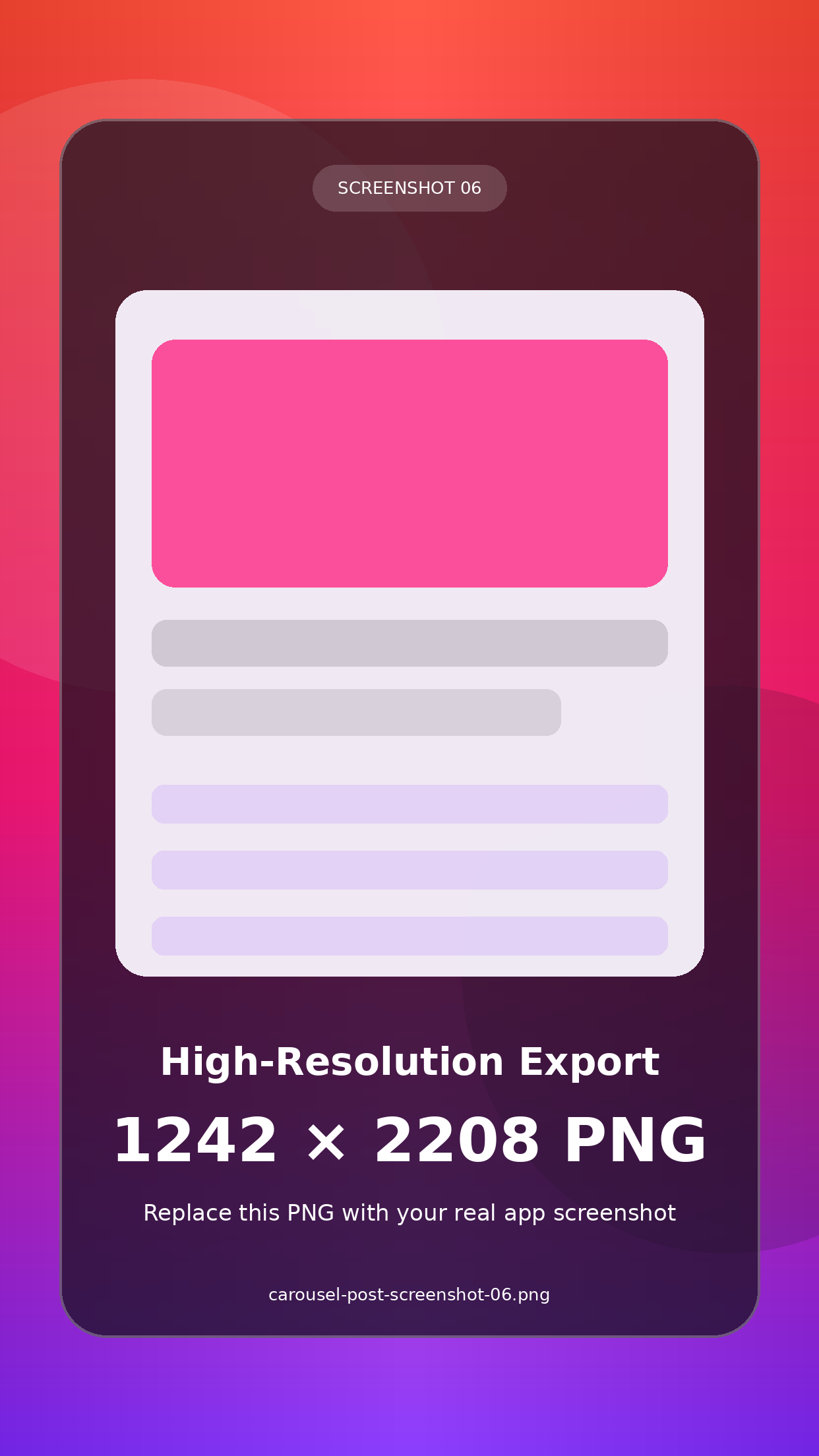 Carousel Post high-resolution export screen for ready-to-share Instagram carousel slides